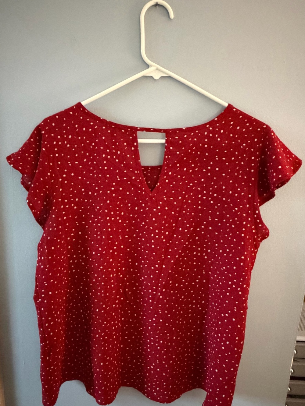 Papermoon Red Dot Flutter Sleeve Blouse